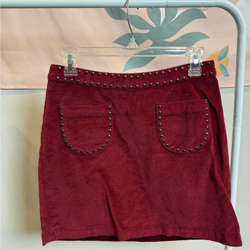 Missimo Supply Co Red Embellished Mini Skirt